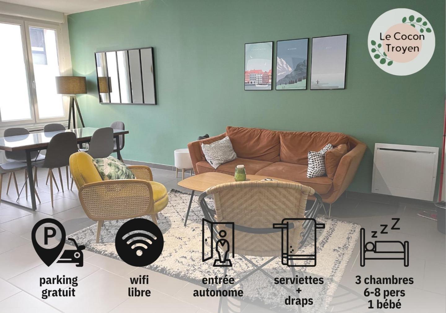 Le Cocon Troyen - 6-8P - 2 Parking Gratuits Apartman Troyes Kültér fotó